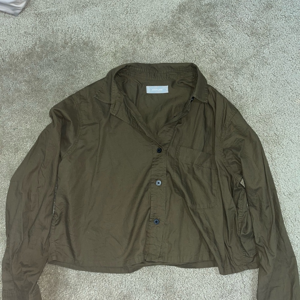 Everlane Olive Button Down Shirt